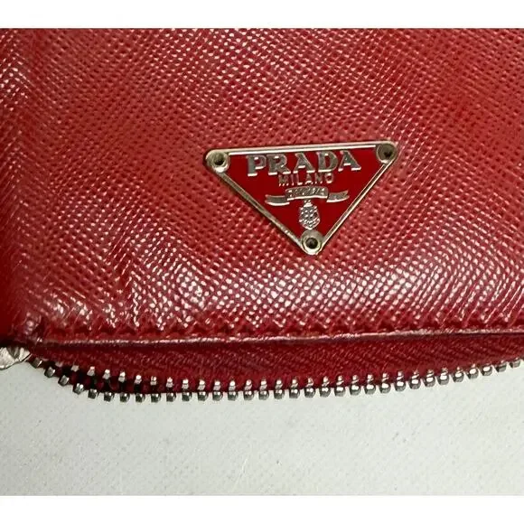 Prada Saffiano Leather Compact Zip-Around Wallet
